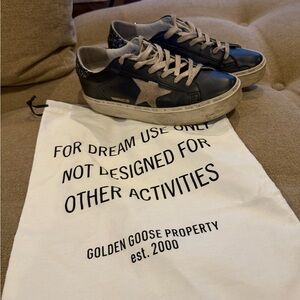 Golden Goose Black and Cream Star Sneakers